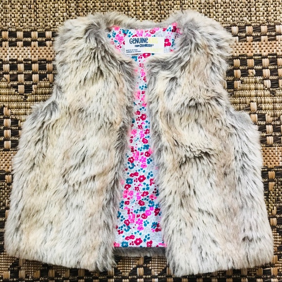 (3) NWT Carter’s Set Floral Skirt Cat Top Fur Vest - Picture 3 of 5